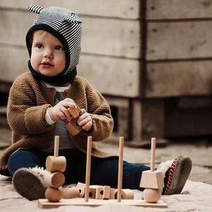 New🌟Anthropologie-Natural Colored XL Wood Stacking Toy